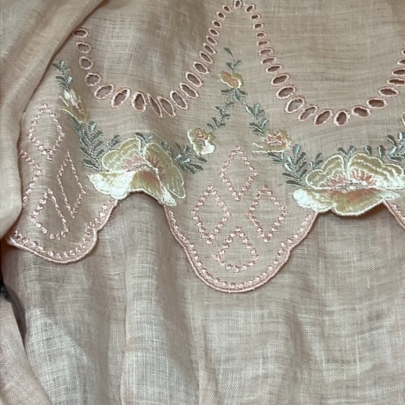 Vintage Cloak of Many Colors 100% Linen Embroidered Blouse 12 Prairie Feminine - Picture 14 of 16